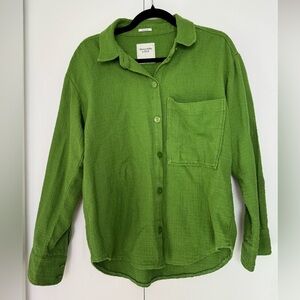 Abercrombie & Fitch Green Tweed Oversized Button Up